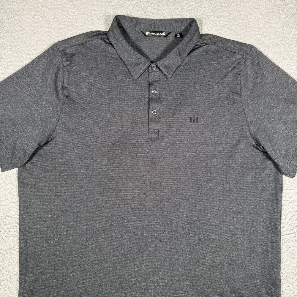 Travis Mathew Shirt Mens XXL Gray Performance Golf Polo Stretch Casual Preppy - Picture 2 of 11
